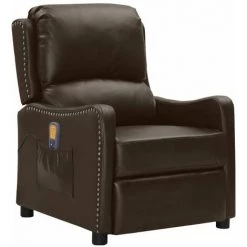 FIMEI Fauteuil Releveur Inclinable Massage Marron Similicuir Brillant -Pas Cher Fauteuil Magasin 61383756 2