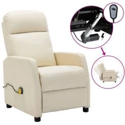 FIMEI Fauteuil Inclinable électrique De Massage Crème Similicuir