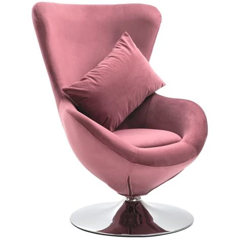 FIMEI Fauteuil Pivotant En Forme D’œuf Avec Coussin Rose Velours 3 FIMEI Fauteuil Pivotant En Forme D’œuf Avec Coussin Rose Velours