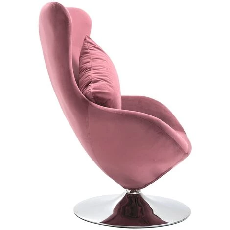 FIMEI Fauteuil Pivotant En Forme D’œuf Avec Coussin Rose Velours 6 FIMEI Fauteuil Pivotant En Forme D’œuf Avec Coussin Rose Velours – Image 4