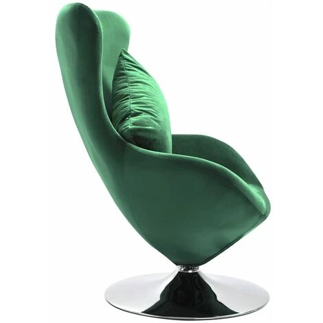 FIMEI Fauteuil Pivotant En Forme D’œuf Et Coussin Vert Foncé Velours 5 FIMEI Fauteuil Pivotant En Forme D’œuf Et Coussin Vert Foncé Velours – Image 3