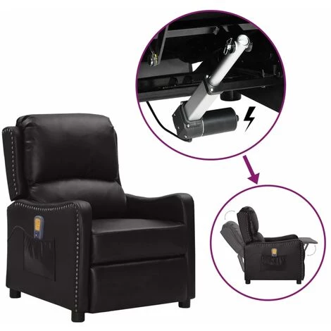 FIMEI Fauteuil Releveur Inclinable Massage Noir Similicuir Brillant 3 FIMEI Fauteuil Releveur Inclinable Massage Noir Similicuir Brillant