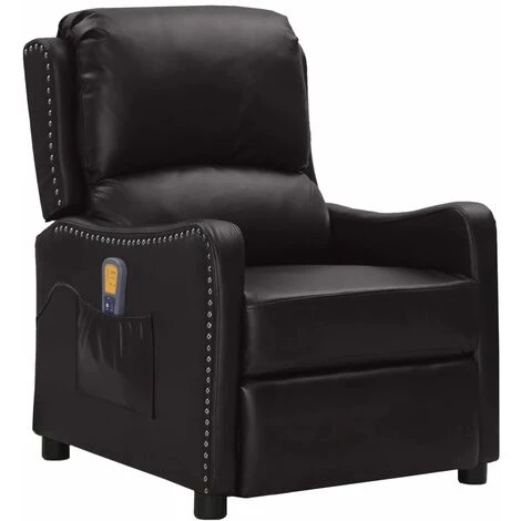 FIMEI Fauteuil Releveur Inclinable Massage Noir Similicuir Brillant 4 FIMEI Fauteuil Releveur Inclinable Massage Noir Similicuir Brillant – Image 2