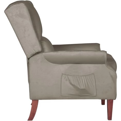FIMEI Fauteuil Inclinable Gris Clair Velours 5 FIMEI Fauteuil Inclinable Gris Clair Velours – Image 3