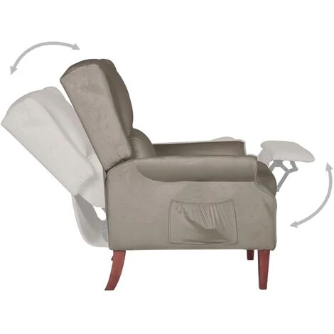 FIMEI Fauteuil Inclinable Gris Clair Velours 7 FIMEI Fauteuil Inclinable Gris Clair Velours – Image 5