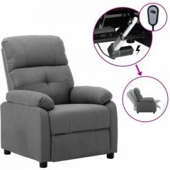 FIMEI Fauteuil Inclinable électrique Gris Clair Tissu