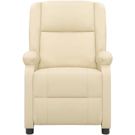 FIMEI Fauteuil Inclinable Crème Cuir Véritable 4 FIMEI Fauteuil Inclinable Crème Cuir Véritable – Image 2
