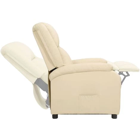 FIMEI Fauteuil Inclinable Crème Cuir Véritable 5 FIMEI Fauteuil Inclinable Crème Cuir Véritable – Image 3