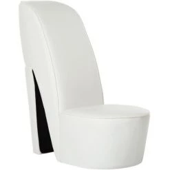 FIMEI Chaise En Forme De Chaussure à Talon Haut Blanc Similicuir