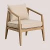 Fauteuil En Bois Kairos SKLUM Bois De Bouleau - Osier - Beige Crème -Pas Cher Fauteuil Magasin 61448088 1