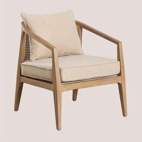 Fauteuil En Bois Kairos SKLUM Bois De Bouleau - Osier - Beige Crème 3 Fauteuil En Bois Kairos SKLUM Bois De Bouleau - Osier - Beige Crème