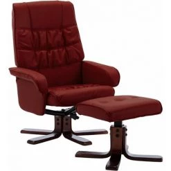 YOUTHUP Fauteuil Inclinable Avec Repose-pied Rouge Bordeaux Similicuir - Rouge -Pas Cher Fauteuil Magasin 61755393 2