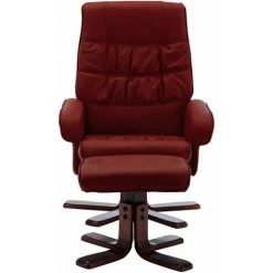 YOUTHUP Fauteuil Inclinable Avec Repose-pied Rouge Bordeaux Similicuir - Rouge -Pas Cher Fauteuil Magasin 61755393 3
