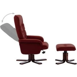 YOUTHUP Fauteuil Inclinable Avec Repose-pied Rouge Bordeaux Similicuir - Rouge -Pas Cher Fauteuil Magasin 61755393 4