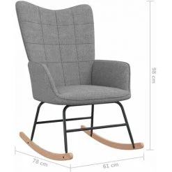 YOUTHUP Chaise à Bascule Avec Tabouret Gris Clair Tissu -Pas Cher Fauteuil Magasin 61755463 5
