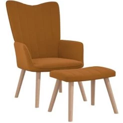 YOUTHUP Chaise De Relaxation Avec Repose-pied Marron Velours - Brun