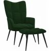 TRUE DEAL Chaise De Relaxation Avec Repose-pied Vert Foncé Velours 2 TRUE DEAL Chaise De Relaxation Avec Repose-pied Vert Foncé Velours -Pas Cher Fauteuil Magasin 61809234 1