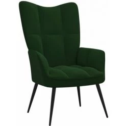 TRUE DEAL Chaise De Relaxation Avec Repose-pied Vert Foncé Velours -Pas Cher Fauteuil Magasin 61809234 5