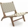 PRIVATEFLOOR Chaise Style Boho Bali En Bois Et Lin - Recia Taupe - Teck, Lin - Taupe -Pas Cher Fauteuil Magasin 62140731 1