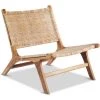 PRIVATEFLOOR Chaise Design Boho Bali En Bois Naturel Et Rotin - Wasa Naturel - Teck, Rotin, Rotin - Naturel