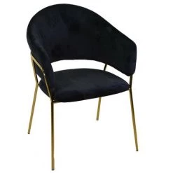 WEBMARKETPOINT Fauteuil Rotterdam En Velours Noir H82 Cm