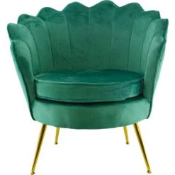 MEDIA WAVE STORE ® Fauteuil Vintage à Dossier Coquillage En Velours Avec Pieds Doré VENERE | Couleur: Marron -Pas Cher Fauteuil Magasin 62847433 2