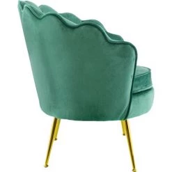 MEDIA WAVE STORE ® Fauteuil Vintage à Dossier Coquillage En Velours Avec Pieds Doré VENERE | Couleur: Marron -Pas Cher Fauteuil Magasin 62847433 4