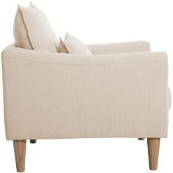 MILIBOO Fauteuil Scandinave En Tissu Beige Et Hévéa Massif KATE - Beige Naturel -Pas Cher Fauteuil Magasin 62894767 3
