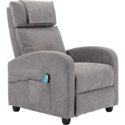 DNU Fauteuil Inclinable De Massage Et Chauffant, Fauteuil De Relaxation, Gris Clair