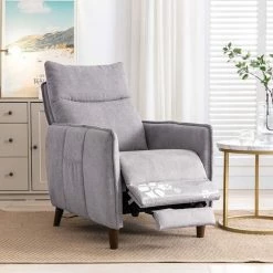 DNU Fauteuil De Relaxation Inclinable Avec Fonction De Massage Et Chaleur Légère, Gris Clair -Pas Cher Fauteuil Magasin 63645263 2