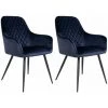 ALTOBUY VIBY - Lot De 2 Fauteuils Velours Bleu Et Piétement Acier Noir - Bleu