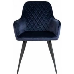 ALTOBUY VIBY - Lot De 2 Fauteuils Velours Bleu Et Piétement Acier Noir - Bleu -Pas Cher Fauteuil Magasin 63647049 3