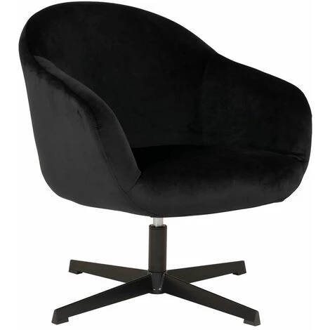 ALTOBUY DYNES - Fauteuil Pivotant Velours Noir Et Piétement Noir - Noir 3 ALTOBUY DYNES - Fauteuil Pivotant Velours Noir Et Piétement Noir - Noir