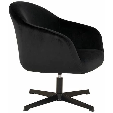 ALTOBUY DYNES - Fauteuil Pivotant Velours Noir Et Piétement Noir - Noir 4 ALTOBUY DYNES - Fauteuil Pivotant Velours Noir Et Piétement Noir - Noir – Image 2