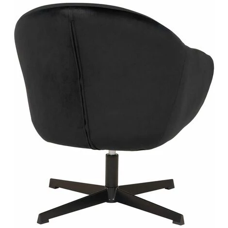 ALTOBUY DYNES - Fauteuil Pivotant Velours Noir Et Piétement Noir - Noir 5 ALTOBUY DYNES - Fauteuil Pivotant Velours Noir Et Piétement Noir - Noir – Image 3