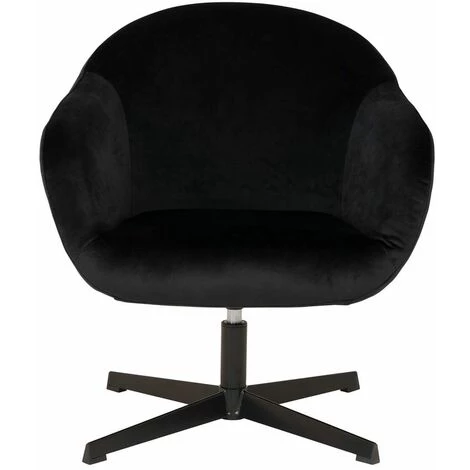 ALTOBUY DYNES - Fauteuil Pivotant Velours Noir Et Piétement Noir - Noir 6 ALTOBUY DYNES - Fauteuil Pivotant Velours Noir Et Piétement Noir - Noir – Image 4