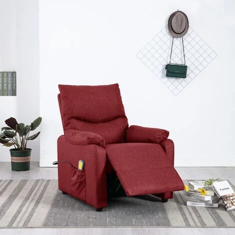 SUPERMARKET Fauteuil De Massage Inclinable Rouge Bordeaux Tissu SUHB-342462 5 SUPERMARKET Fauteuil De Massage Inclinable Rouge Bordeaux Tissu SUHB-342462 – Image 3