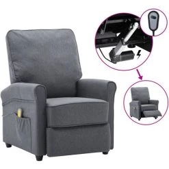 SUPERMARKET Fauteuil Inclinable électrique De Massage Gris Foncé Tissu