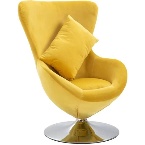 SUPERMARKET Fauteuil Pivotant En Forme D’œuf Avec Coussin Jaune Velours 3 SUPERMARKET Fauteuil Pivotant En Forme D’œuf Avec Coussin Jaune Velours