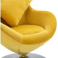 SUPERMARKET Fauteuil Pivotant En Forme D’œuf Avec Coussin Jaune Velours 11 SUPERMARKET Fauteuil Pivotant En Forme D’œuf Avec Coussin Jaune Velours -Pas Cher Fauteuil Magasin 63652460 5
