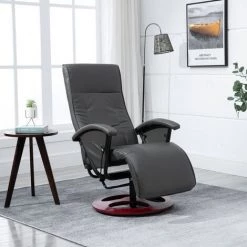 SUPERMARKET Fauteuil TV Pivotant Gris Similicuir