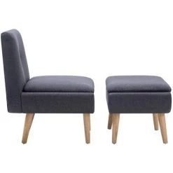 SUPERMARKET Fauteuil Sans Accoudoirs Avec Repose-pied Gris Foncé Tissu -Pas Cher Fauteuil Magasin 63652655 3