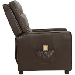 SUPERMARKET Fauteuil De Massage Inclinable Marron Similicuir Brillant -Pas Cher Fauteuil Magasin 63652763 3