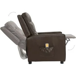 SUPERMARKET Fauteuil De Massage Inclinable Marron Similicuir Brillant -Pas Cher Fauteuil Magasin 63652763 4