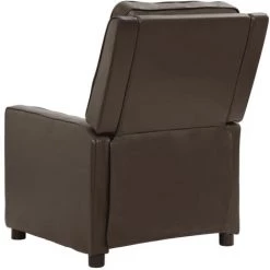 SUPERMARKET Fauteuil De Massage Inclinable Marron Similicuir Brillant -Pas Cher Fauteuil Magasin 63652763 5