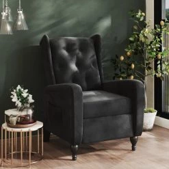 SUPERMARKET Fauteuil Inclinable Noir Velours SUHB-329347