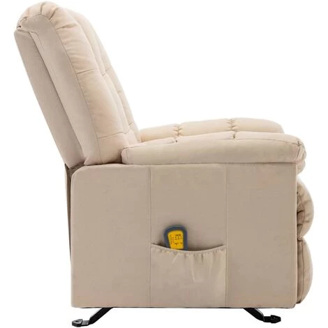 SUPERMARKET Fauteuil De Massage Inclinable Crème Tissu SUHB-321419 7 SUPERMARKET Fauteuil De Massage Inclinable Crème Tissu SUHB-321419 – Image 5