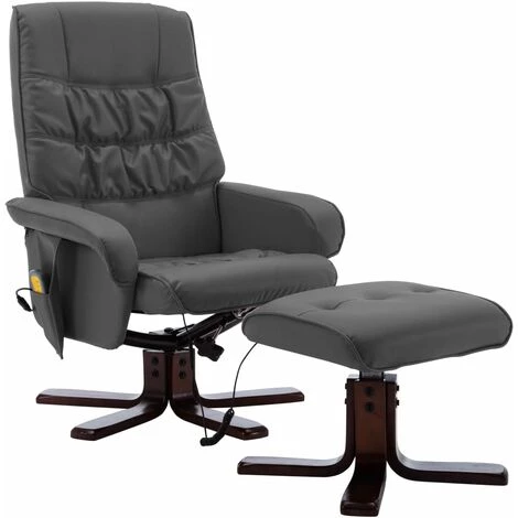 SUPERMARKET Fauteuil De Massage Inclinable Et Repose-pied Gris Similicuir 4 SUPERMARKET Fauteuil De Massage Inclinable Et Repose-pied Gris Similicuir – Image 2