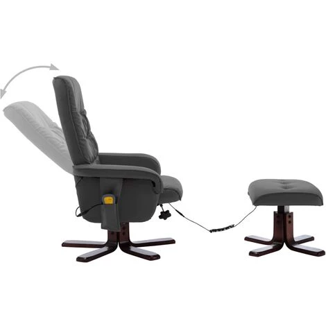 SUPERMARKET Fauteuil De Massage Inclinable Et Repose-pied Gris Similicuir 6 SUPERMARKET Fauteuil De Massage Inclinable Et Repose-pied Gris Similicuir – Image 4