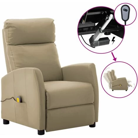 SUPERMARKET Fauteuil Inclinable électrique De Massage Cappuccino Similicuir 3 SUPERMARKET Fauteuil Inclinable électrique De Massage Cappuccino Similicuir